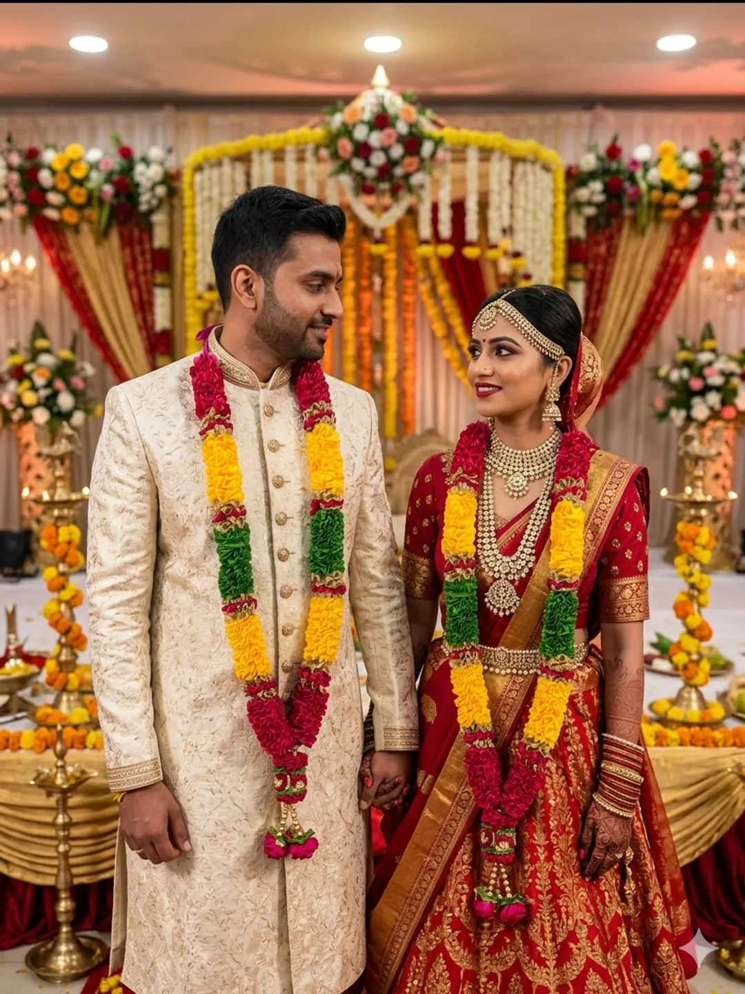 Red & Yellow Floral Jaimala
