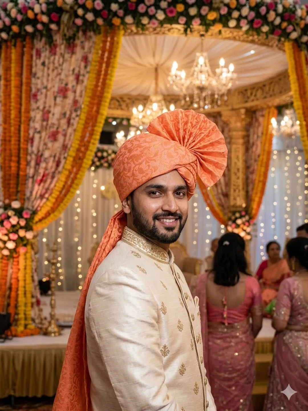 Orange Printed Pagdi