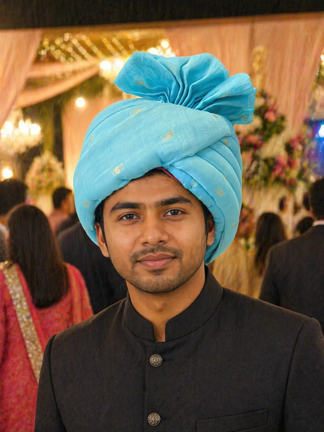 Sky Blue Embellished  Pagdi