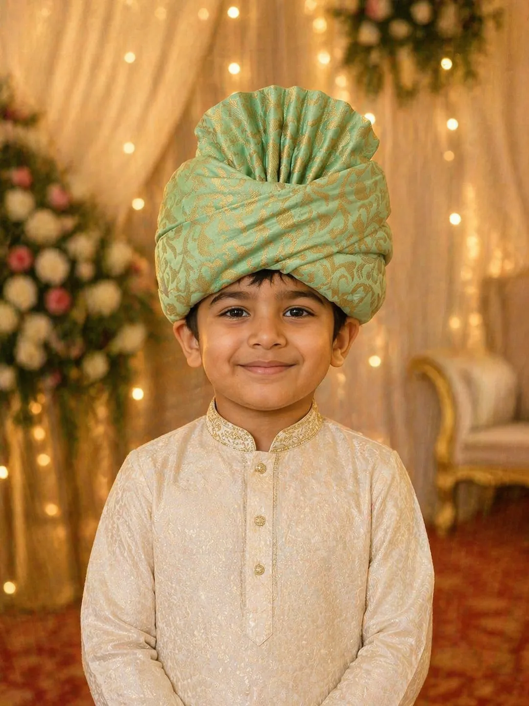 Mint Green Brocade Sarbala Pagdi