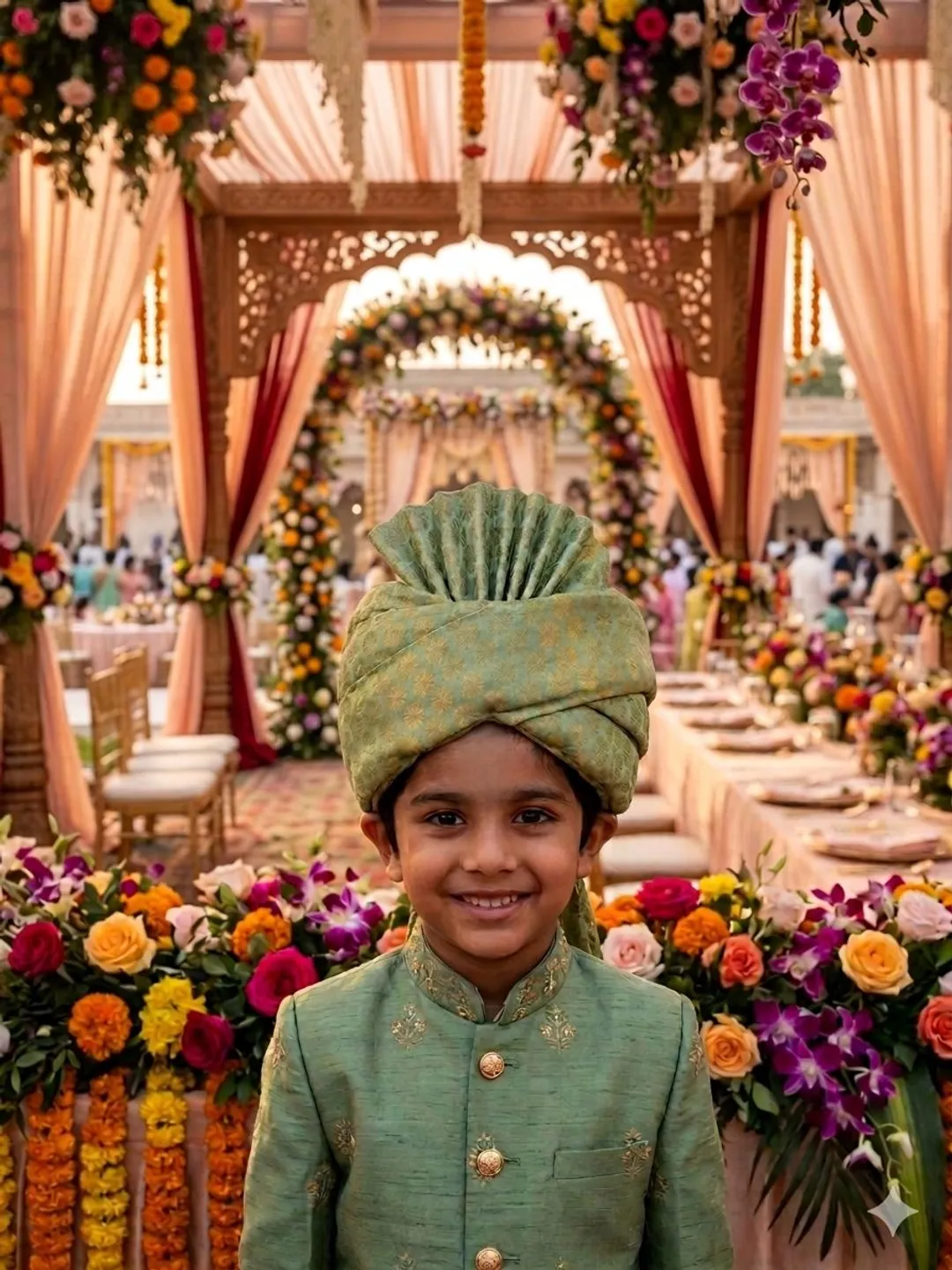 Pastel Green Brocade Sarbala Pagdi