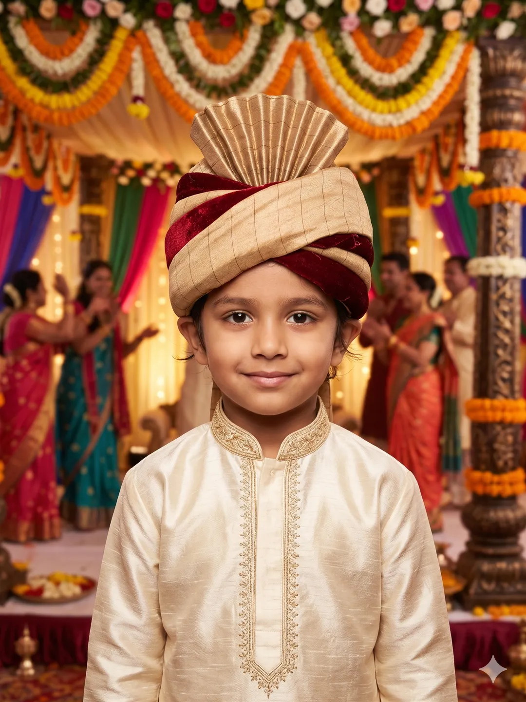 Red & Beige Sarbala Pagdi