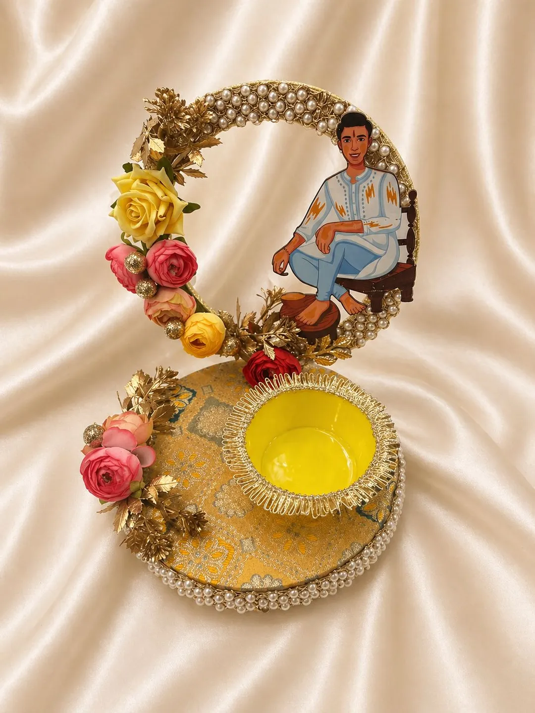Royal Groom Pearl Haldi Platter