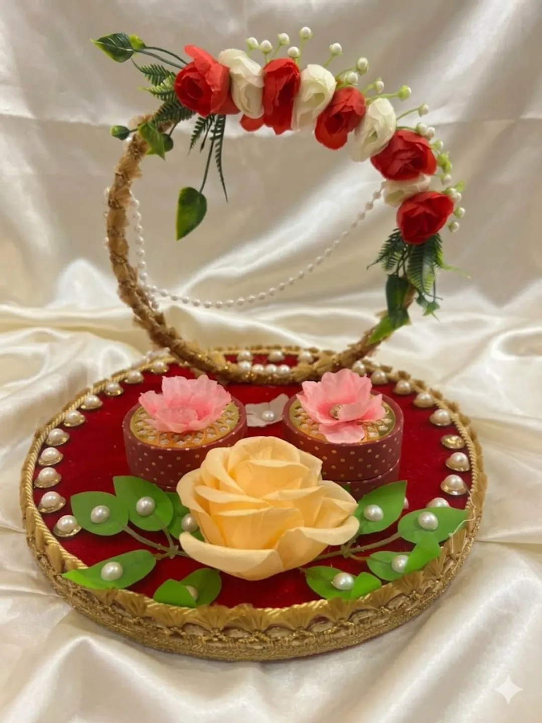 Elegant Floral Hoop Ring Ceremony Platter