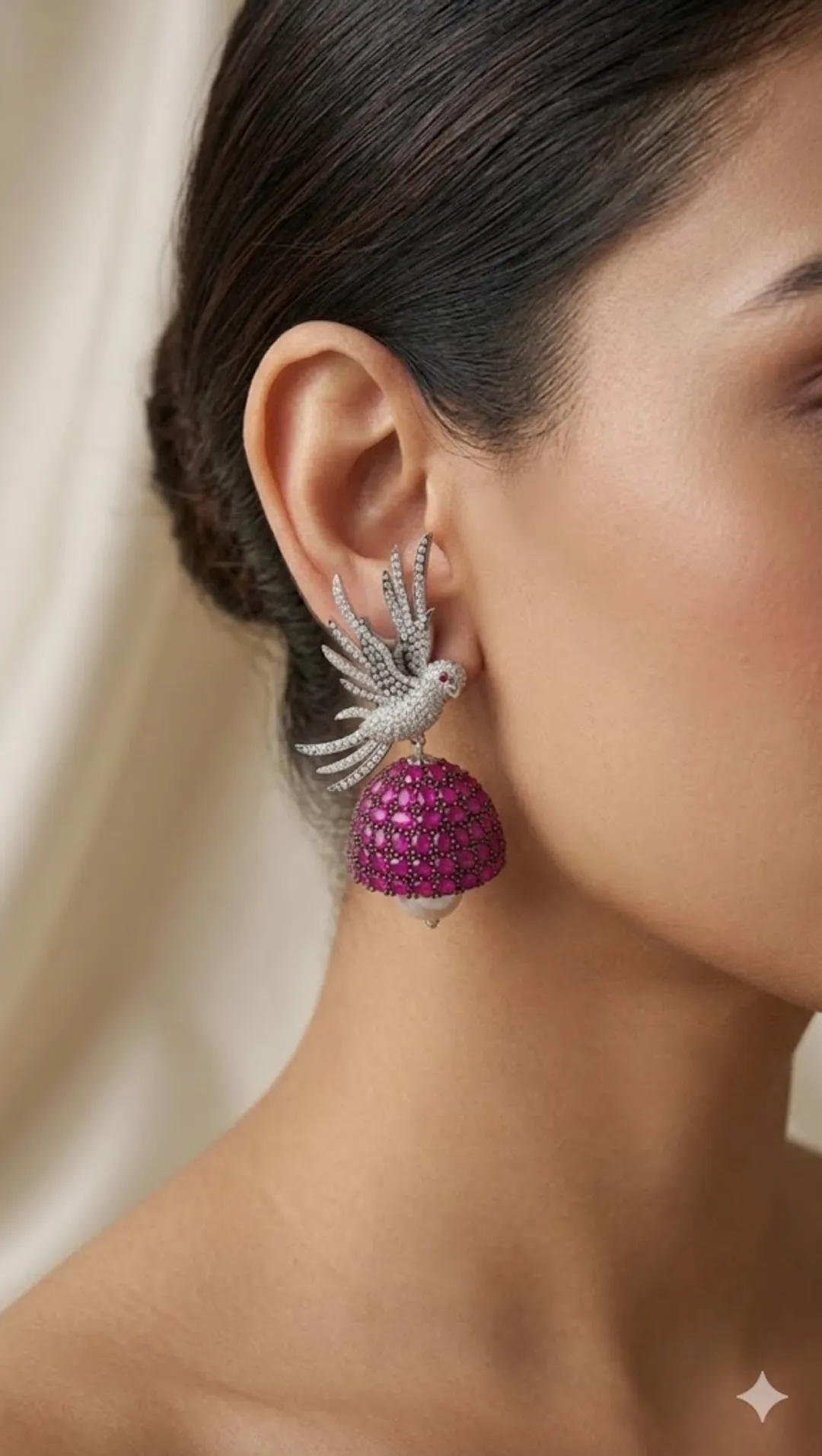 Gulnaar Mayur Jhumka Earrings