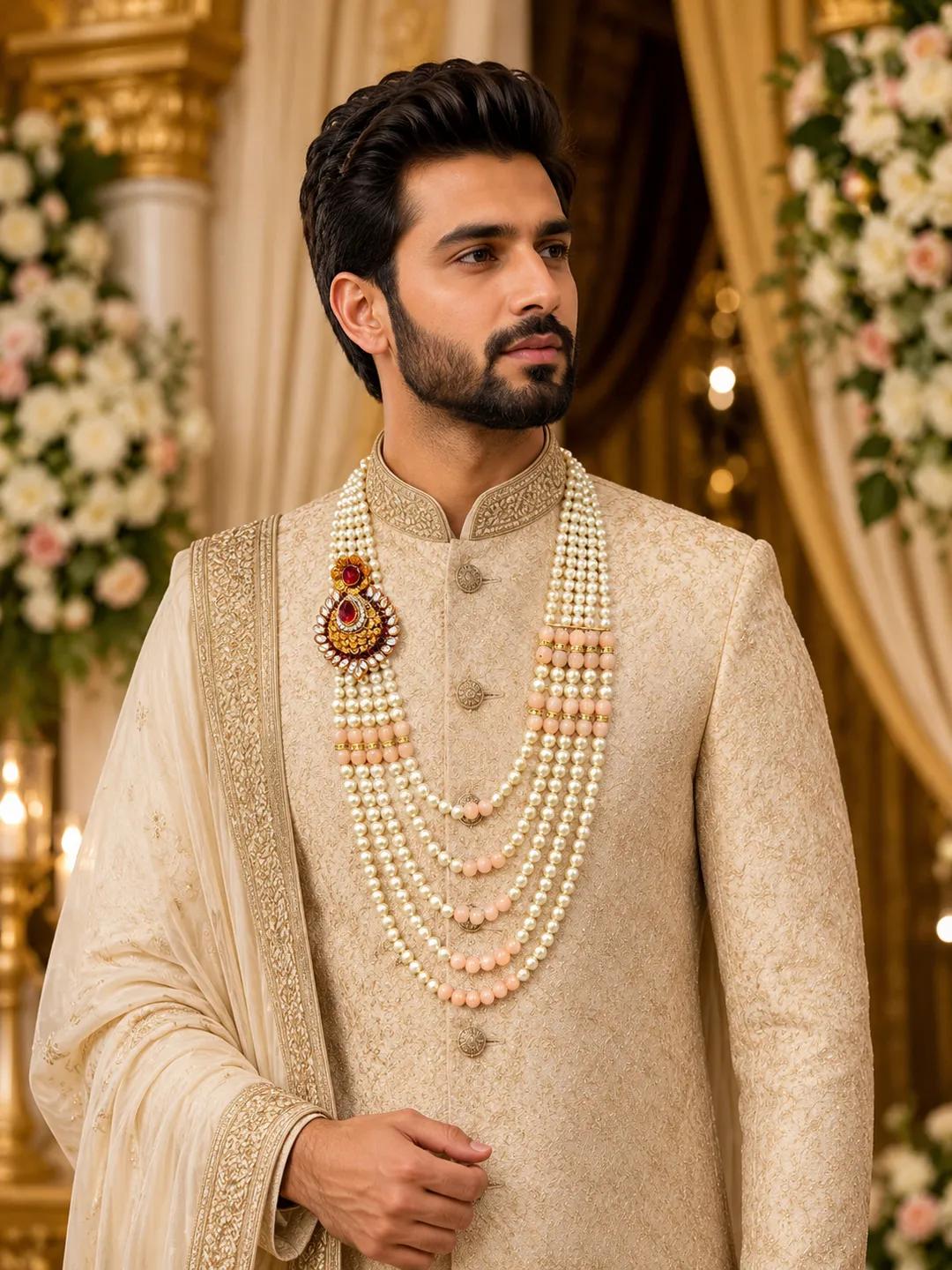 Royal Blush Pearl Kundan Mala