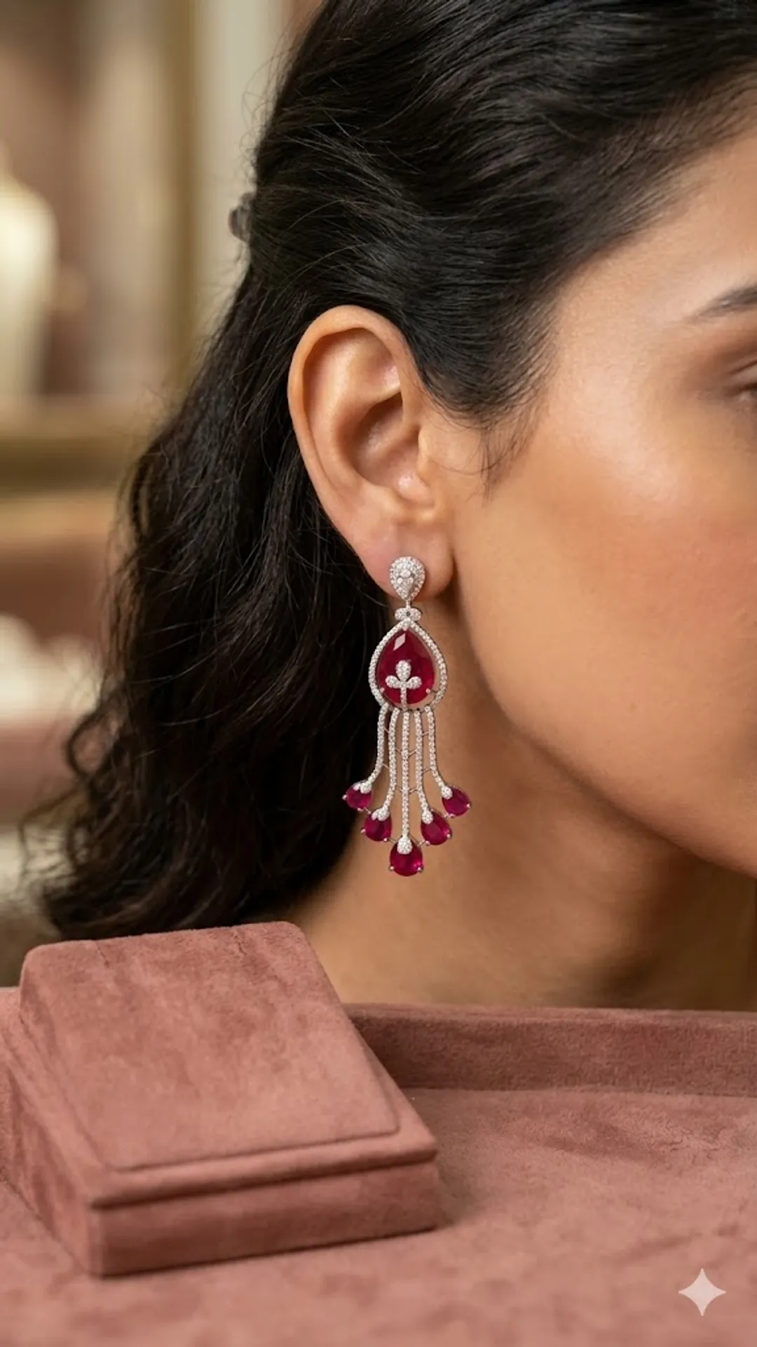 Ruby Cascade Tassel Earrings