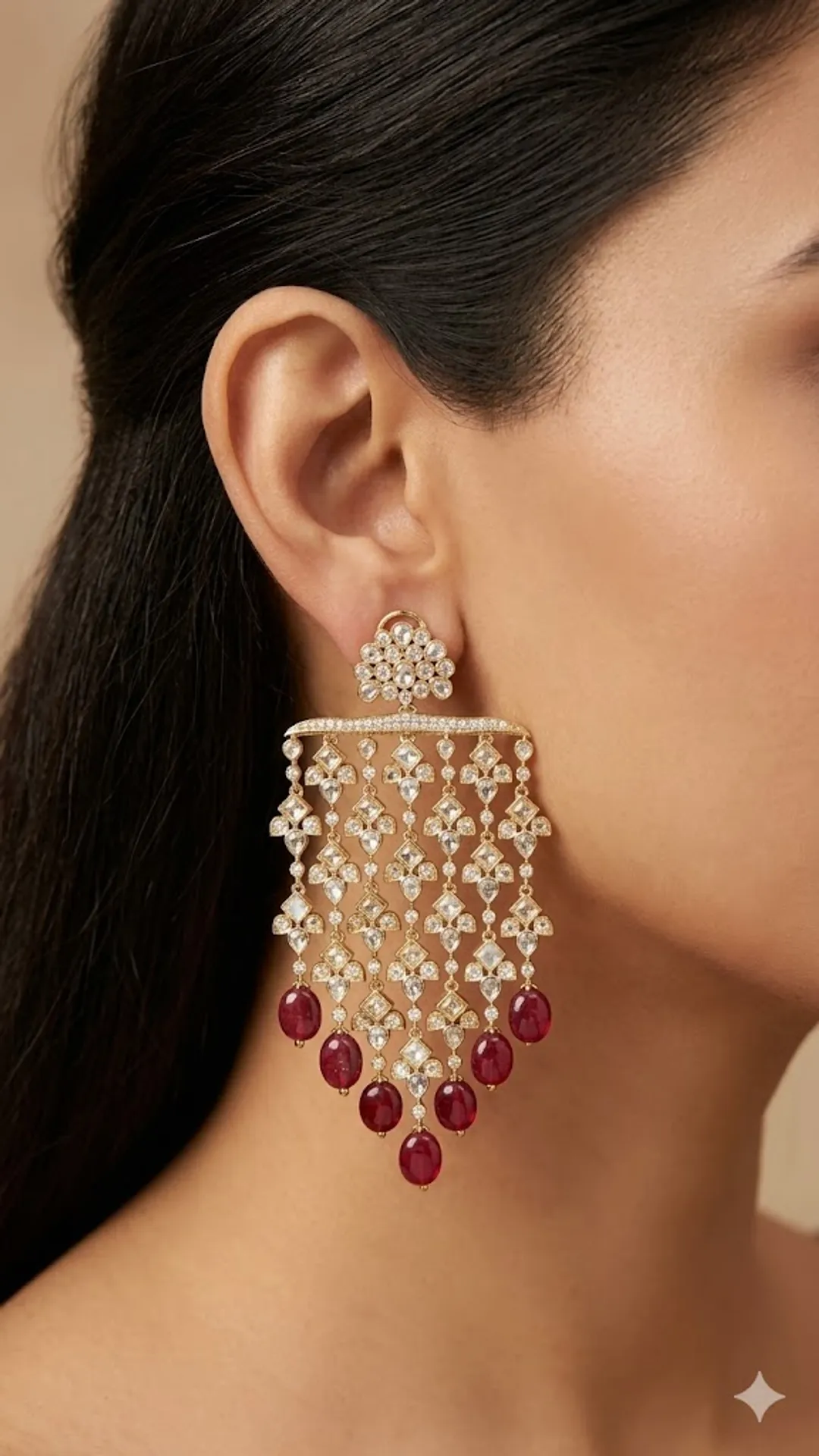 Royal Ruby Cascade Chandelier Earrings