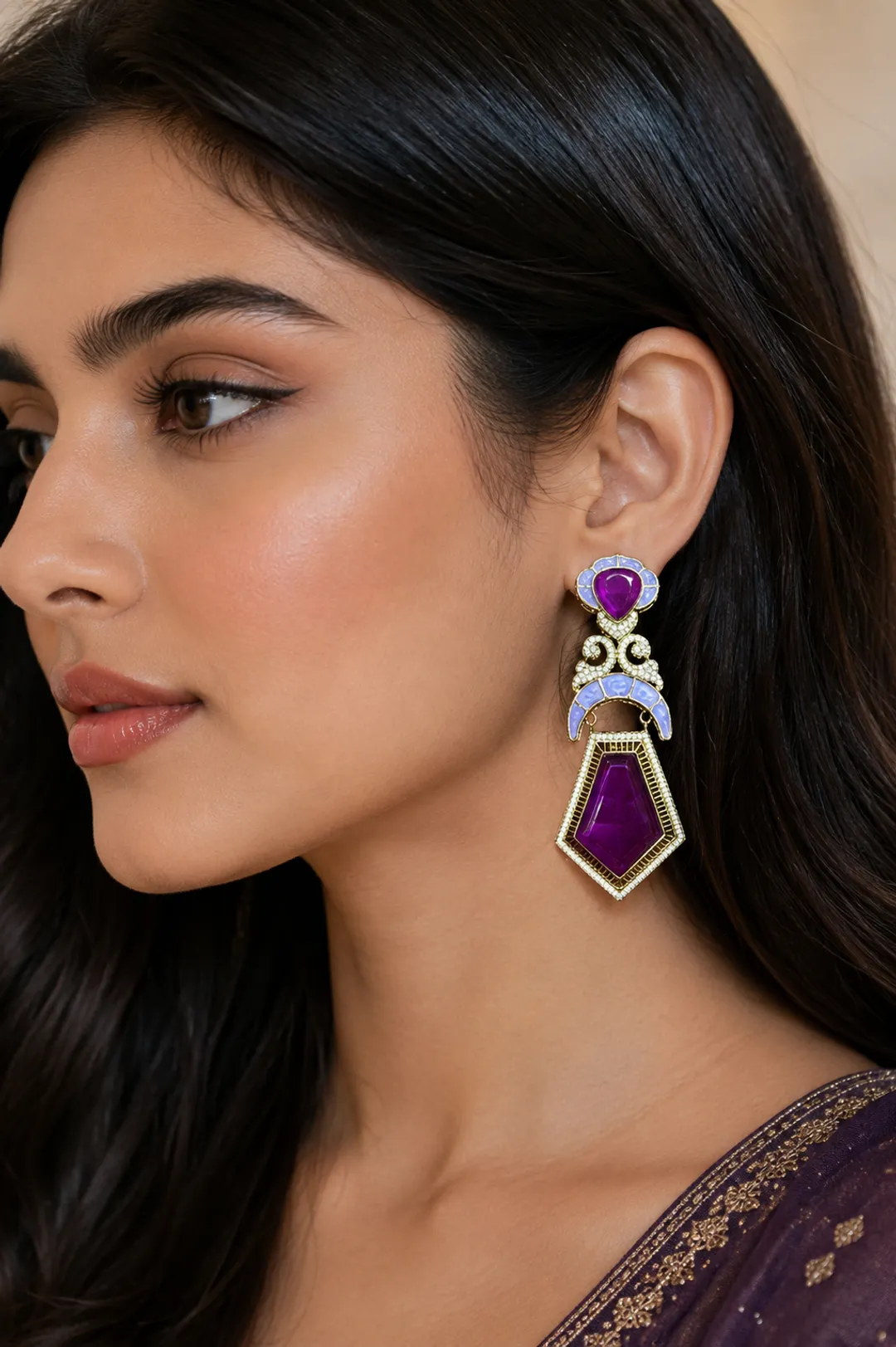 Royal Amethyst Statement Earrings
