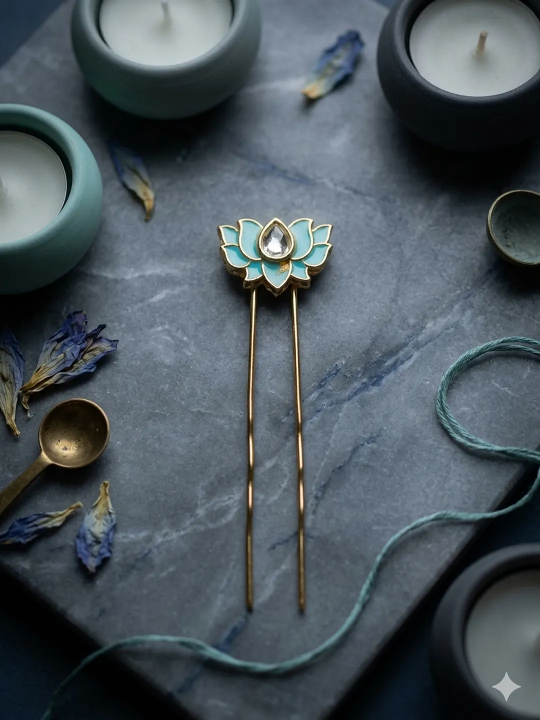 Blue Lotus Hairpin (pack of 6)