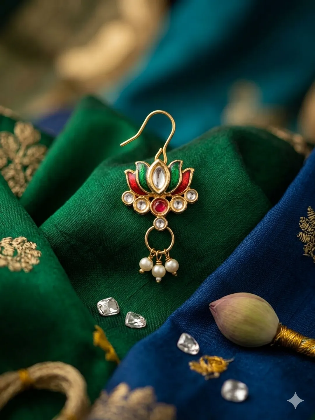 Emerald Lotus Hair Charm (pack of 6)