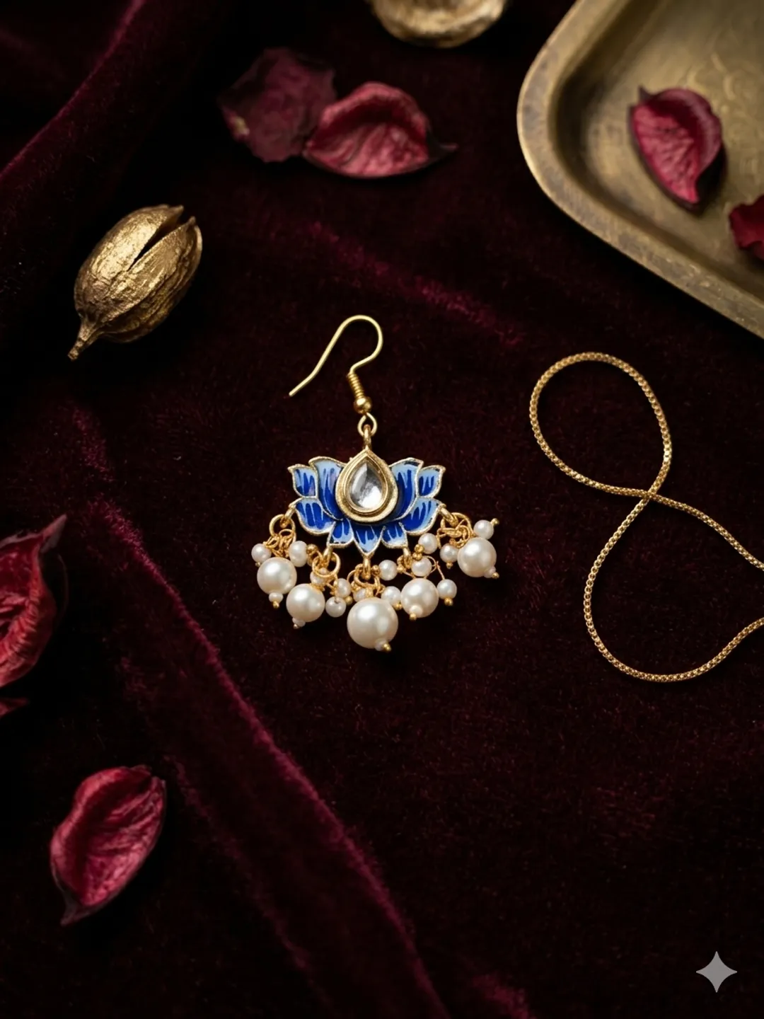 Royal Blue Lotus Charm (pack of 6)