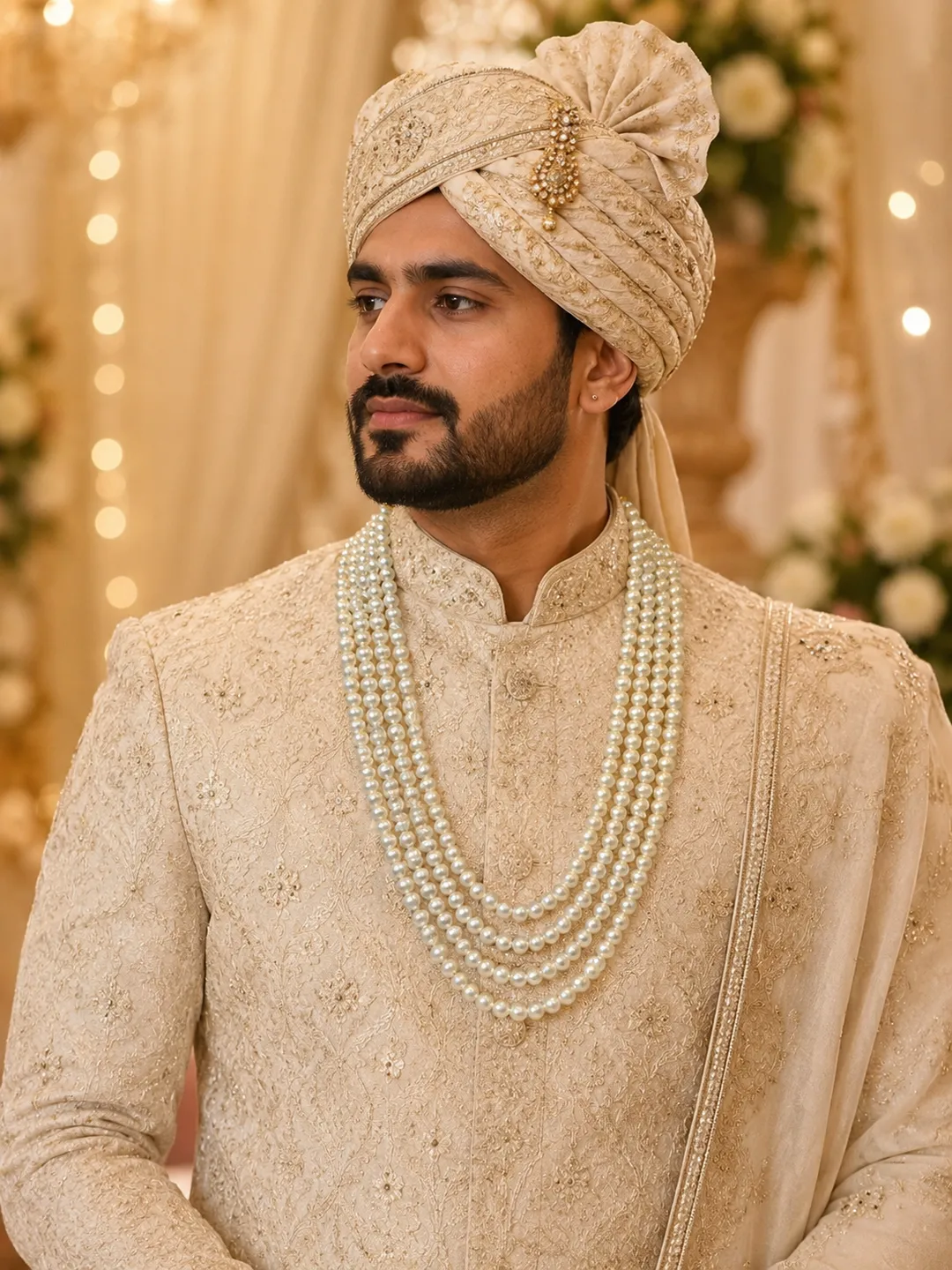 Maharaja Pearl Layered Groom Mala
