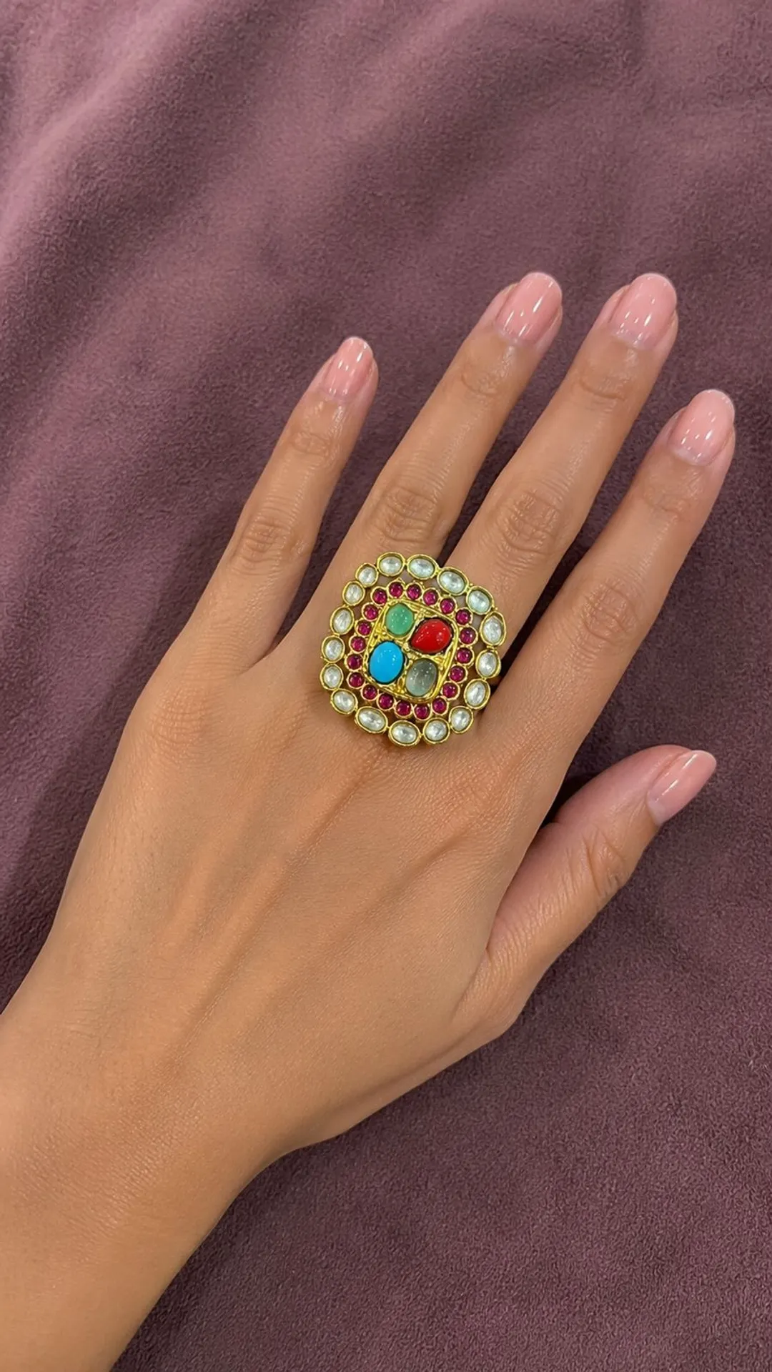 Navratna Noor Statement Ring