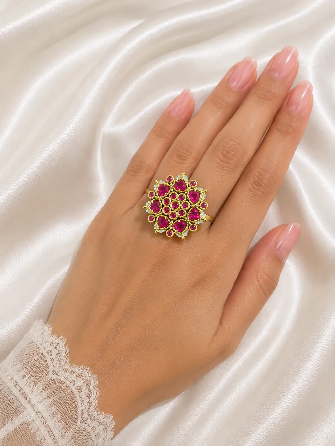 Ruby Royale Floral Statement Ring