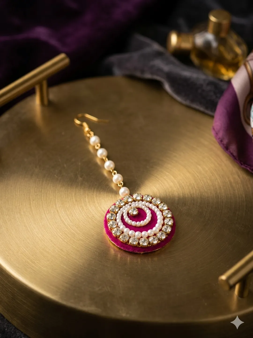 Pink Pearl Maang Tikka
