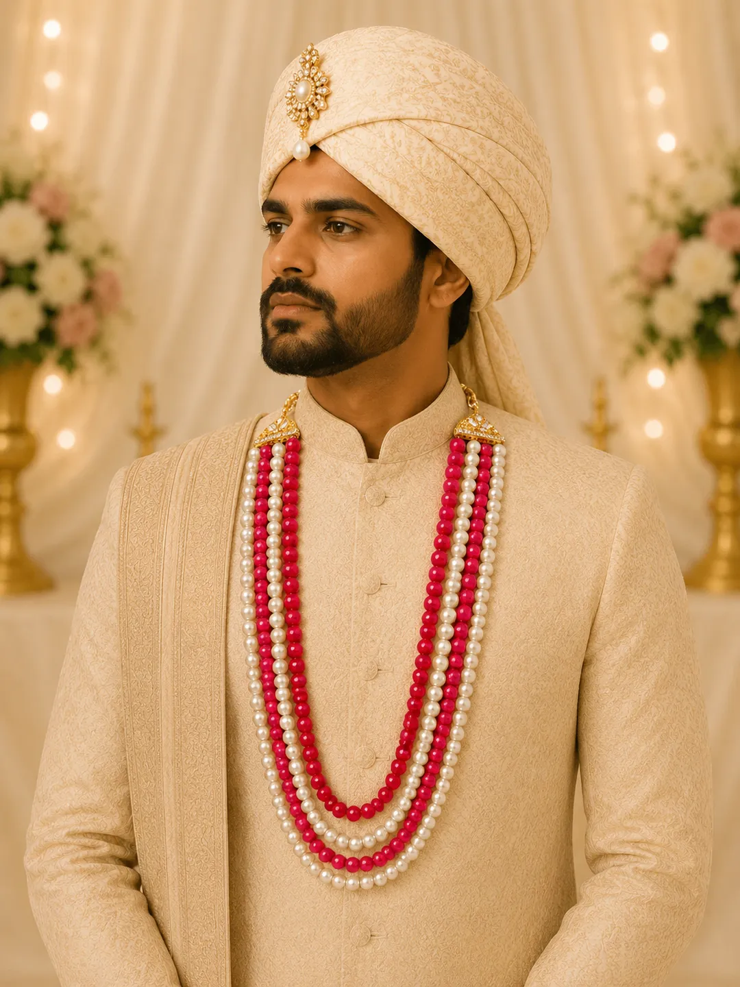 Royal Crimson Pearl Groom Mala