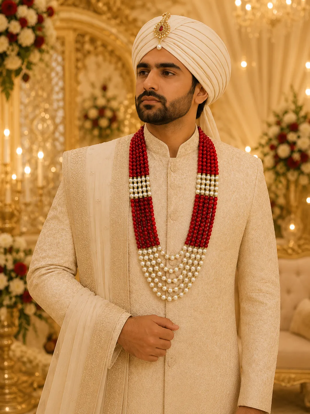 Rajwadi Ruby Pearl Mala
