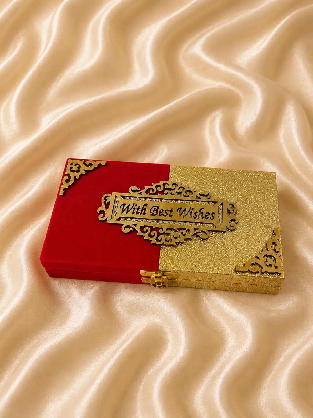 Regal Crimson Velvet Shagun Cash Box