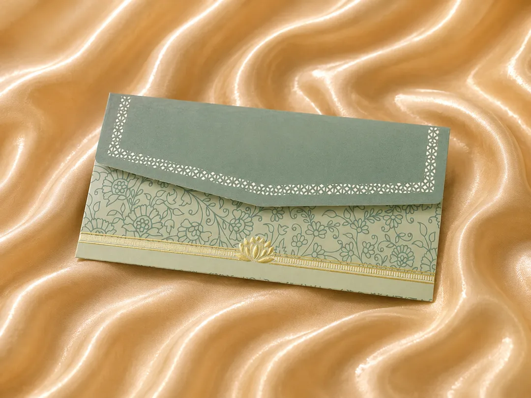 Mint Lotus Luxe Shagun Envelope (Pack of 10)