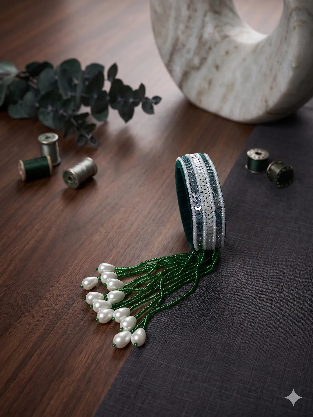 Green Sequin Bangle