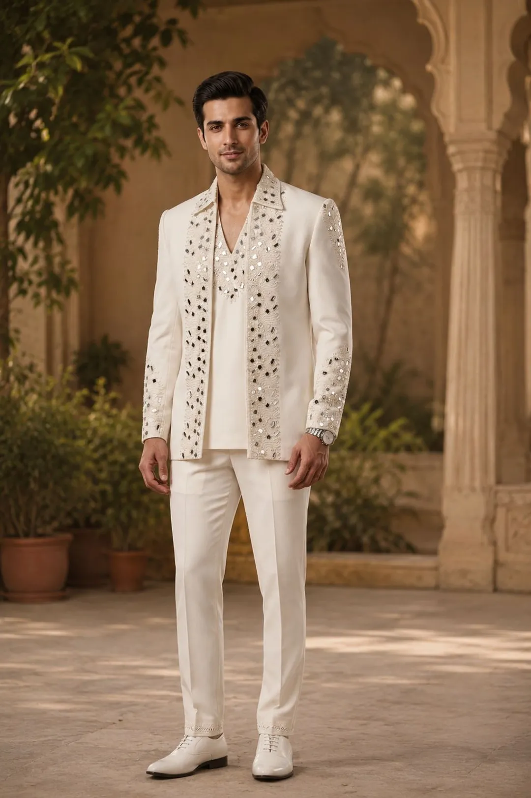 White Mirror Work Indo Set