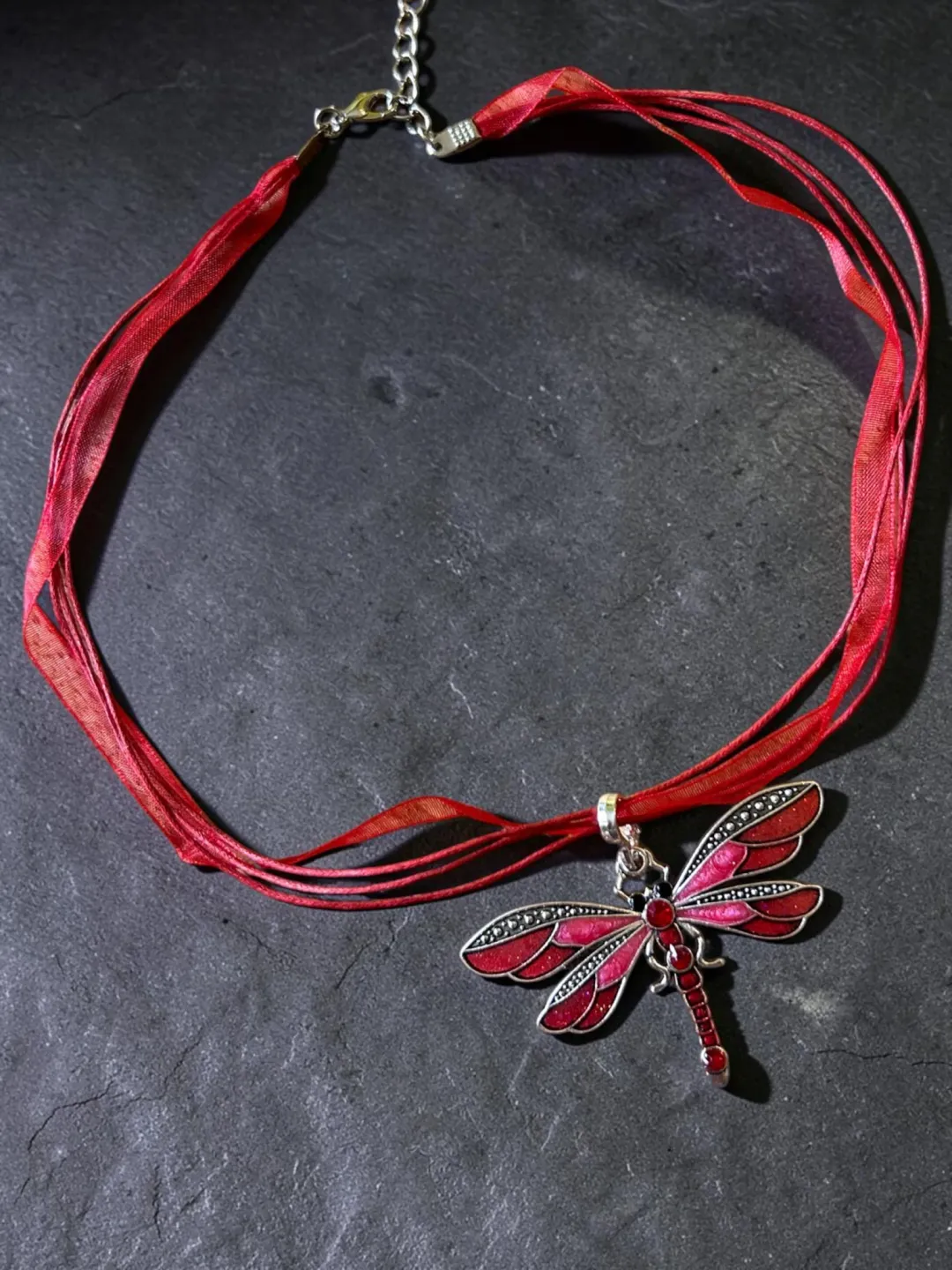 Red Resin Dragonfly Necklace