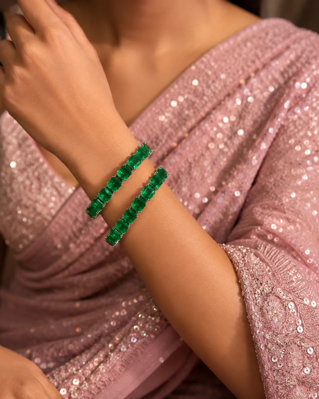 Emerald Luxe Statement Bangles