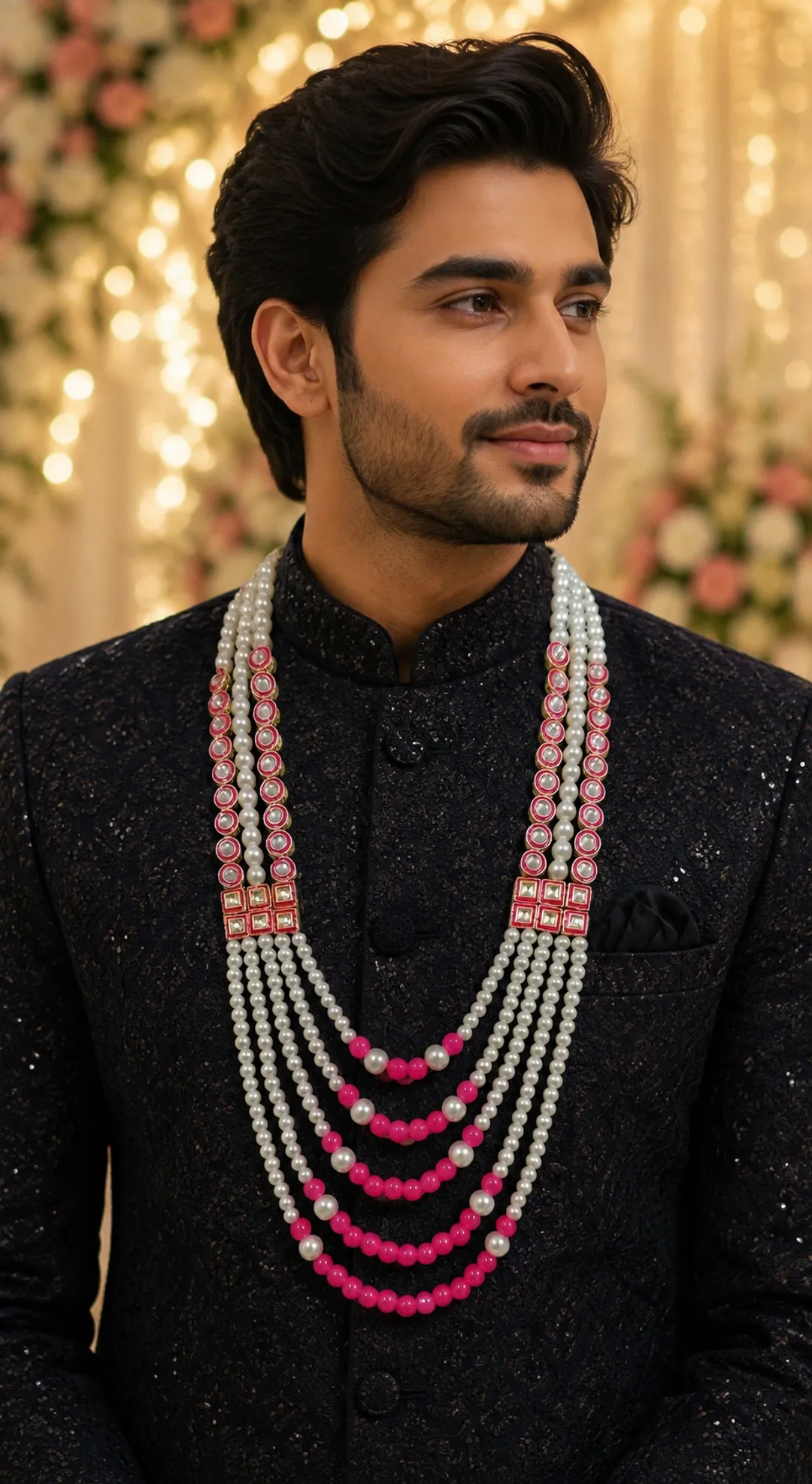 Kundan Pink Layered Mala