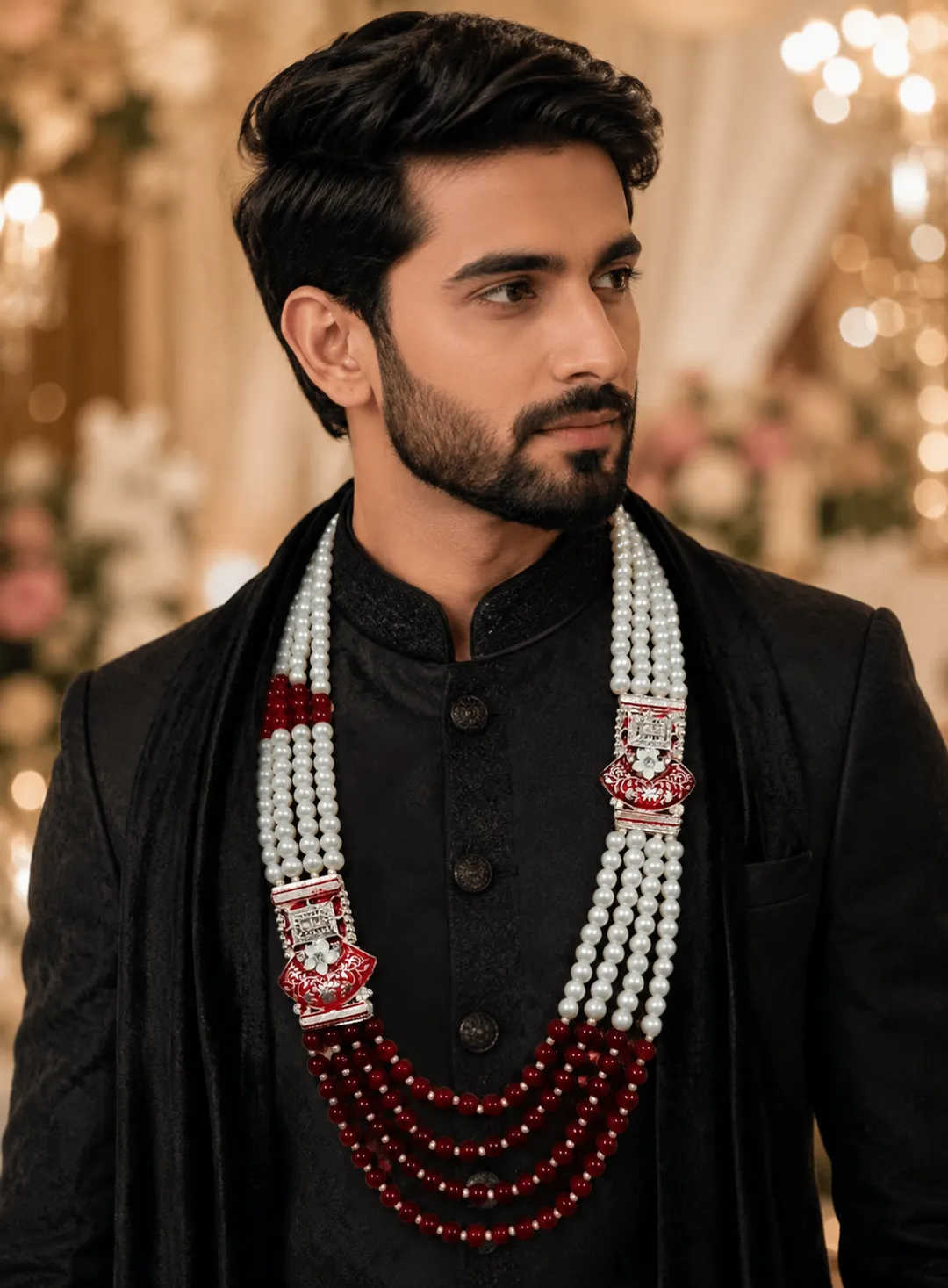 Classic Sherwani Pearl Mala