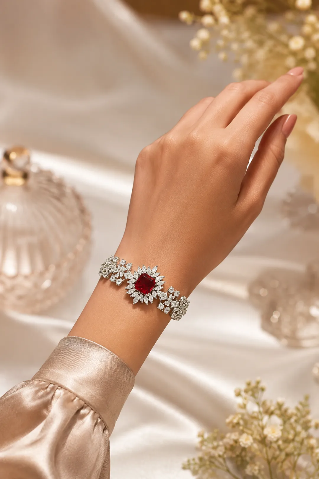 Bridal Red Stone Bracelet
