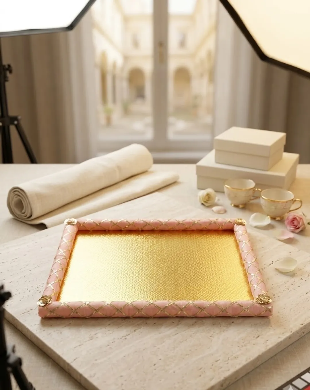 Pink Quilted Packing Tray