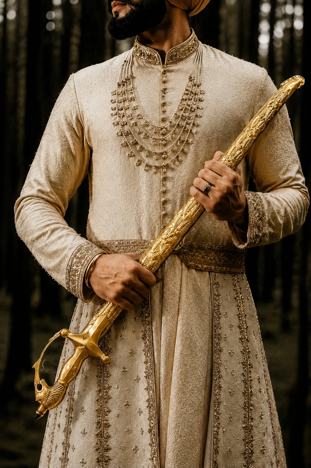 Imperial Gold Floral Kirpan