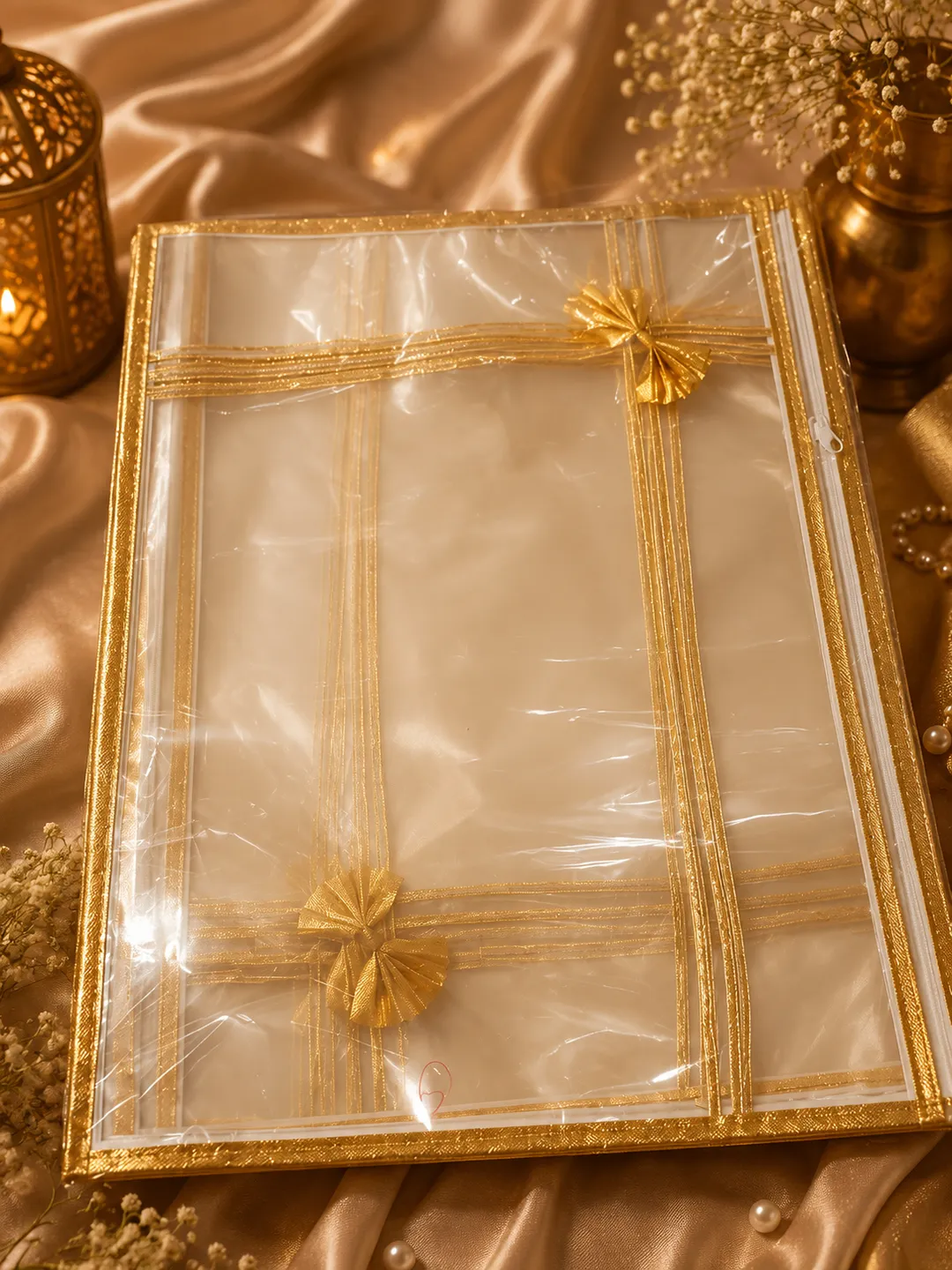 Golden Transparent Saree Cover (Pack of 10)