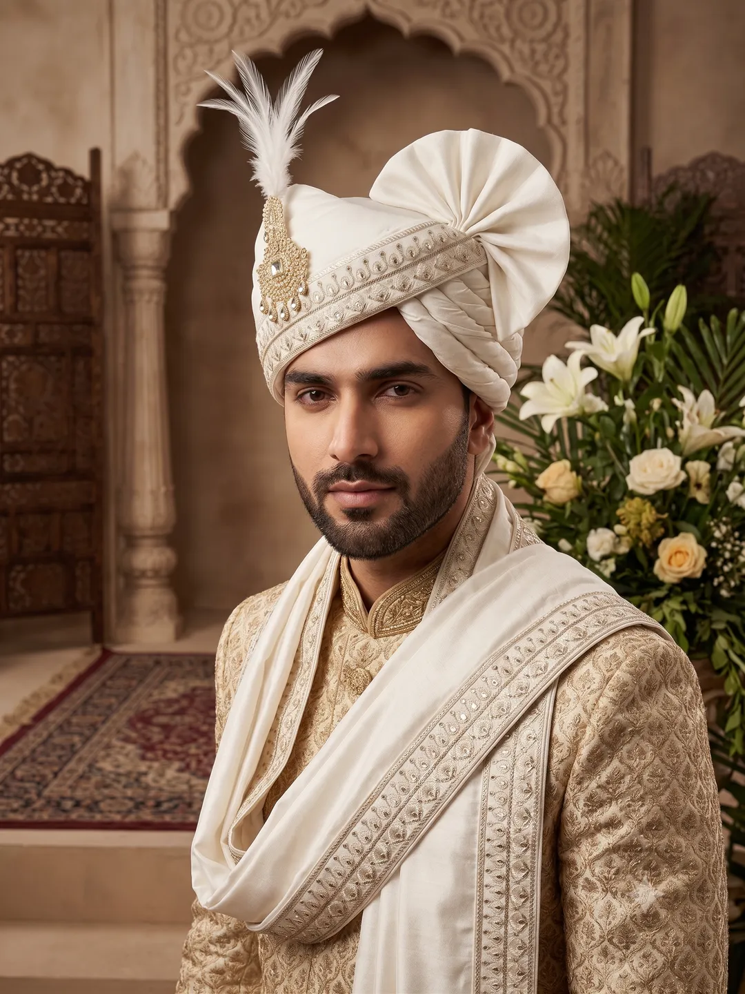 Regal Ivory Turban Set
