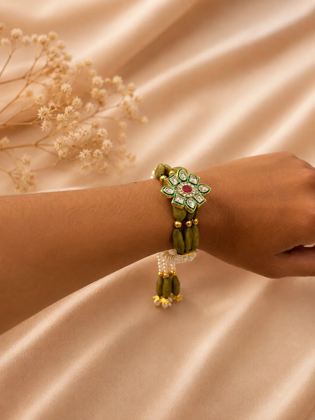 Olive Pearl Bracelet
