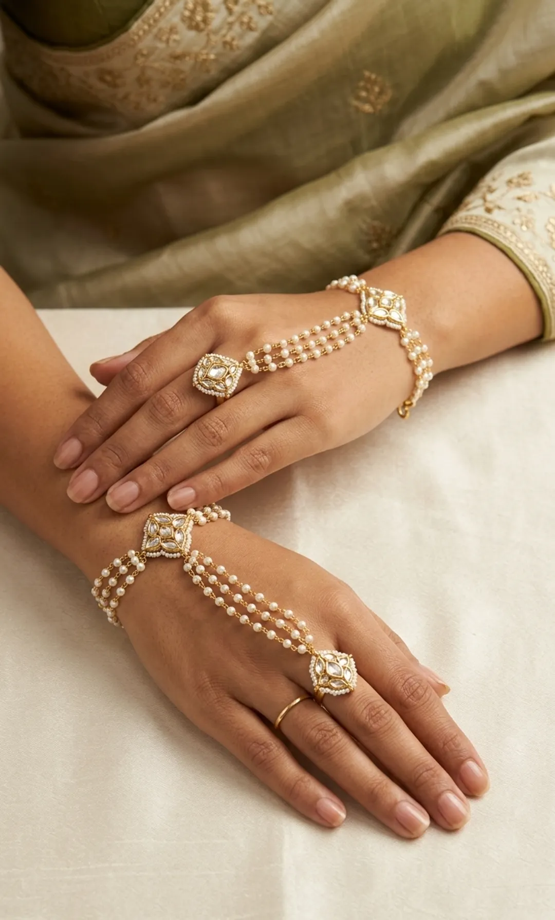 Elegant Pearl Bridal Hathphool