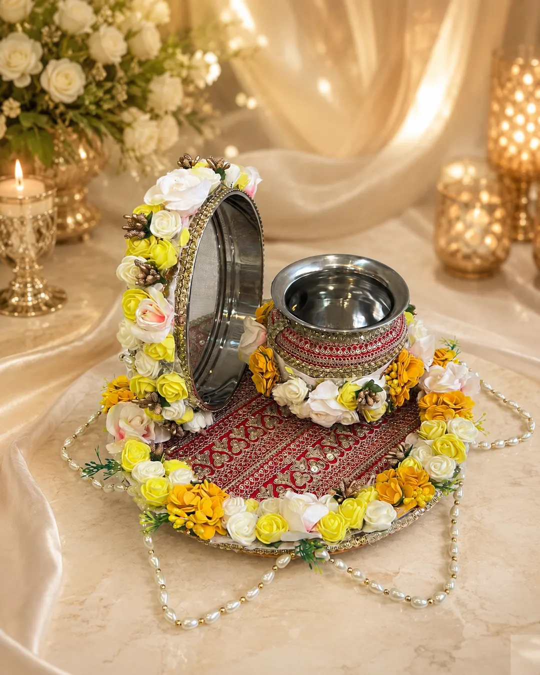 Floral Karwa Chauth Thali Set
