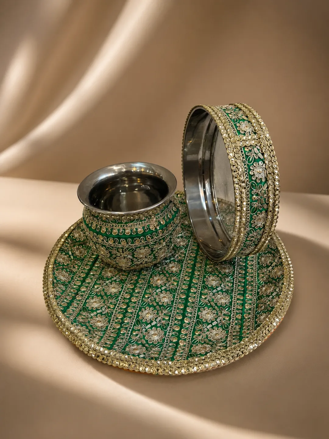 Emerald Karwachauth Thali Set