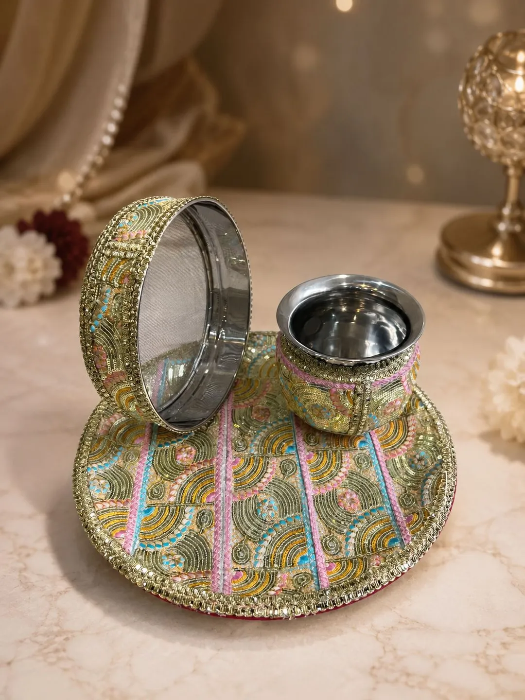 Golden Grace Karwa Thali Set