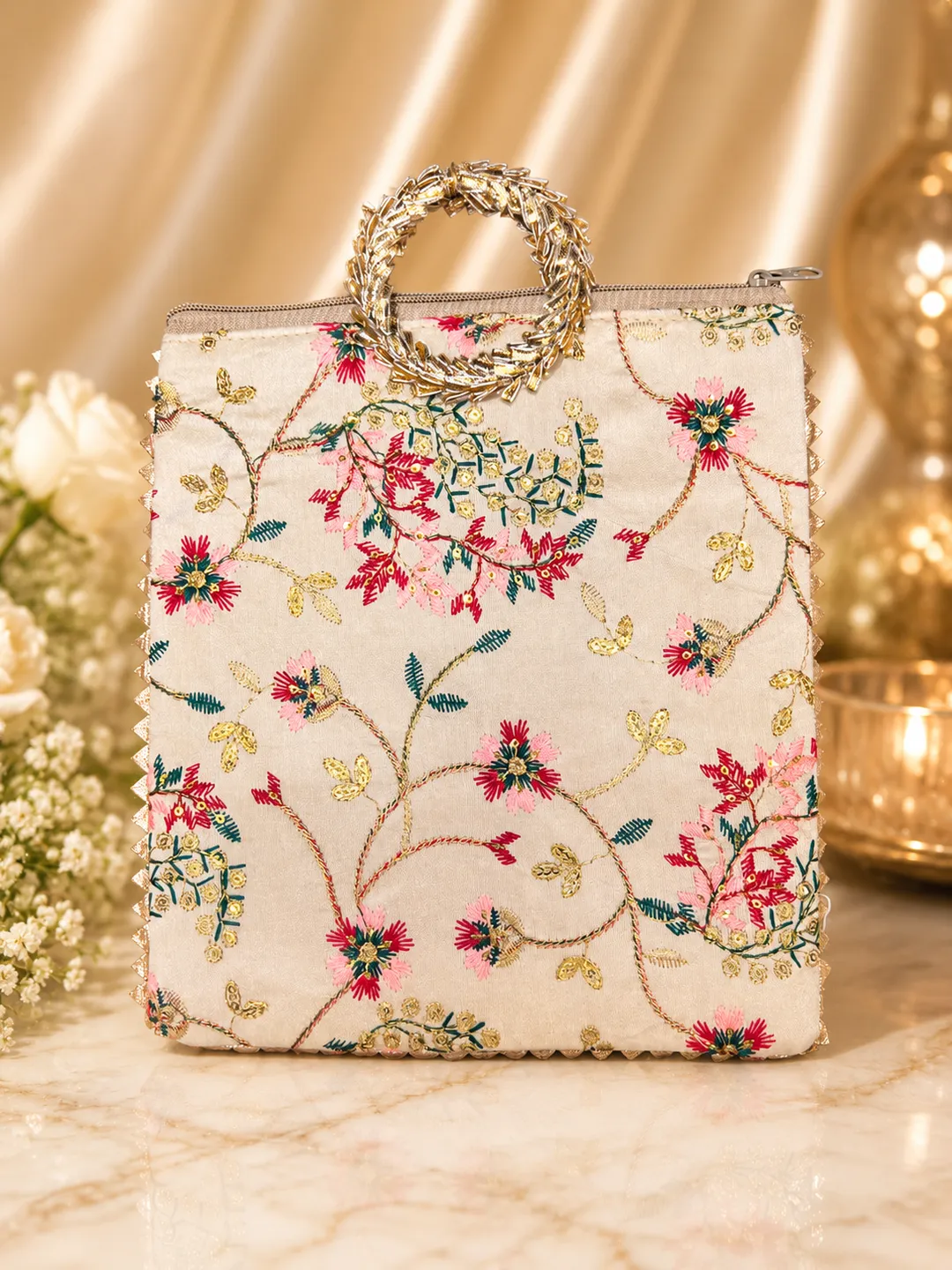 Ivory Embroidered Bag